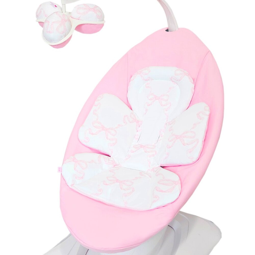 HANDMADE Insert With Cover for MamaRoo 4MOMS swing pink bow with matching balls